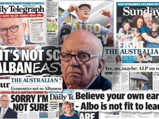 Collage of Australian newspaper headlines and images.
