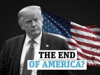 Man with American flag and "The End?" text.