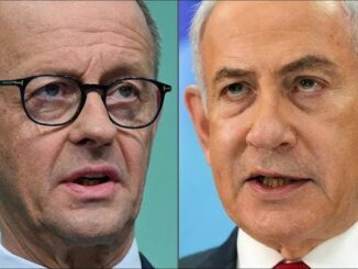 Split-screen closeups of two older men speaking
