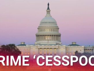 Capitol building with "Crime 'Cesspool'" text overlay.
