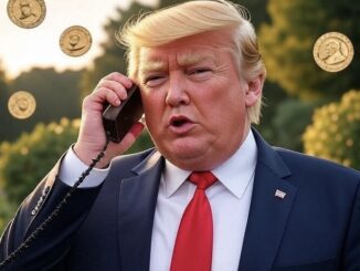 Man talking on phone with floating coins.