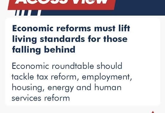ACOSS View on economic reforms and standards.