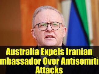 Man speaking, headline about diplomatic expulsion.