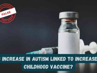Vaccine vial with false autism claim label.