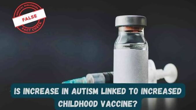 Vaccine vial with false autism claim label.