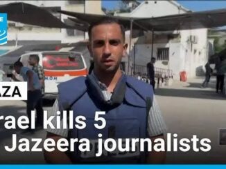 News reporter in Gaza, headline visible.