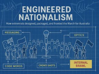 Blueprint illustration of engineered nationalism concept.