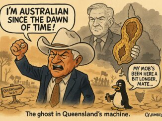 Cartoon of Australian identity and heritage debate.