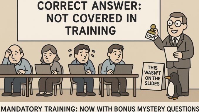 Training session with unexpected questions and answers.