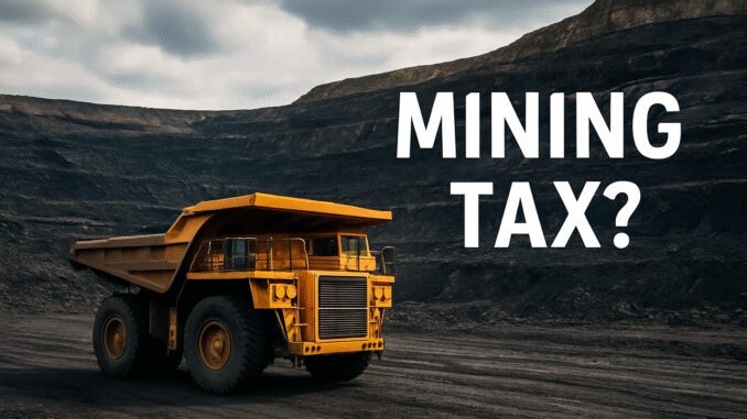 Mining truck in a quarry, "Mining Tax? Mining truck in a quarry, "Mining Tax?