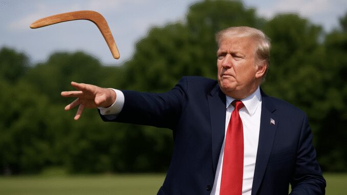 Man throwing a boomerang in a park.