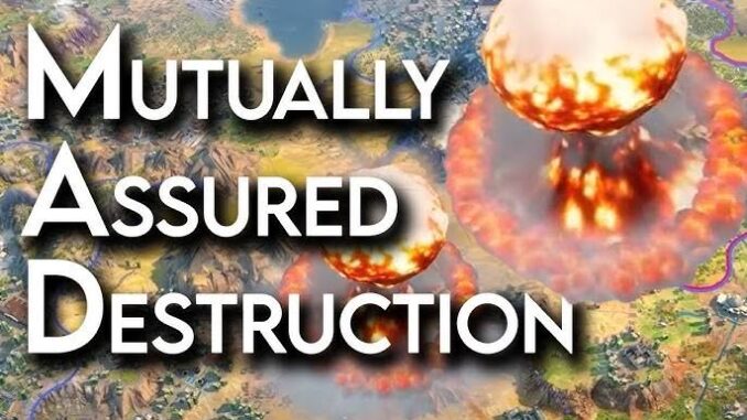 Nuclear explosions with "Mutually Assured Destruction" text. Nuclear explosions with "Mutually Assured Destruction" text.
