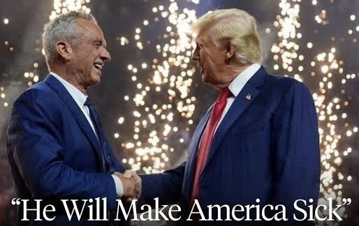Two men shaking hands, fireworks background.