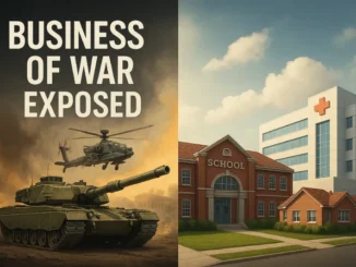 Tank, helicopter, school, hospital, war theme.