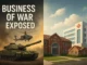 Tank, helicopter, school, hospital, war theme.