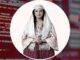 Woman in traditional attire, digital background.