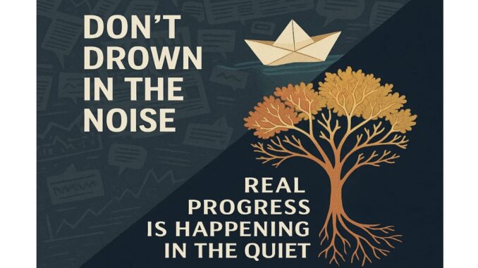 Paper boat above rooted tree, inspirational quote Paper boat above rooted tree, inspirational quote