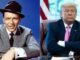 Two men sitting, one in suit, hat.