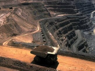 Mining truck in a large open-pit mine.