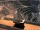 Mining truck in a large open-pit mine.