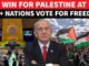UN vote supports Palestine; large crowd celebrates.