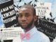 Man with protest signs for justice.