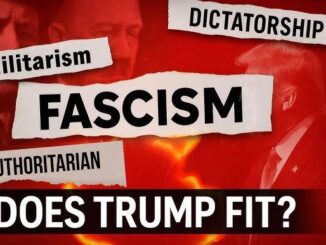 Text questioning Trump's alignment with fascism elements.
