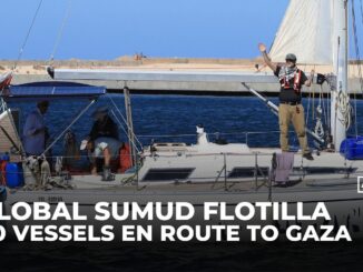 Sailboat with people waving, text overlay.