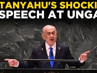 Man delivering speech at UN General Assembly.