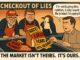 Cartoon depicting political commentary on consumerism.