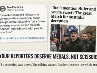 Collage criticizing media editing and reporting.