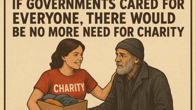 Person giving charity box to an elderly man. Person giving charity box to an elderly man.
