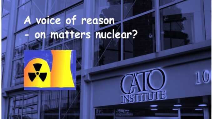 Cato Institute building with nuclear sign. Cato Institute building with nuclear sign.