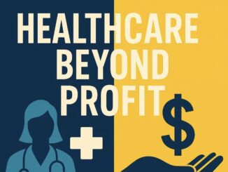 Healthcare advocacy beyond profit illustration.