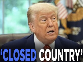 Man speaking with "Closed Country" text overlay.