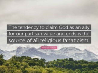 Quote on religious fanaticism with mountain background.