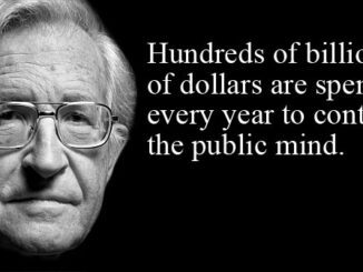Man with quote about controlling public mind.
