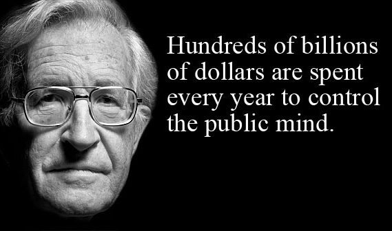Man with quote about controlling public mind. Man with quote about controlling public mind.