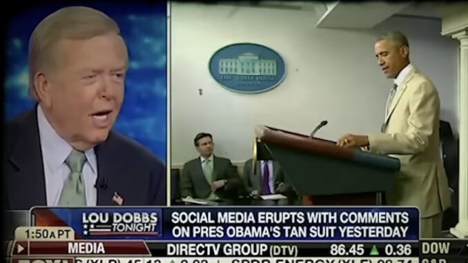 TV segment discussing Obama's tan suit.