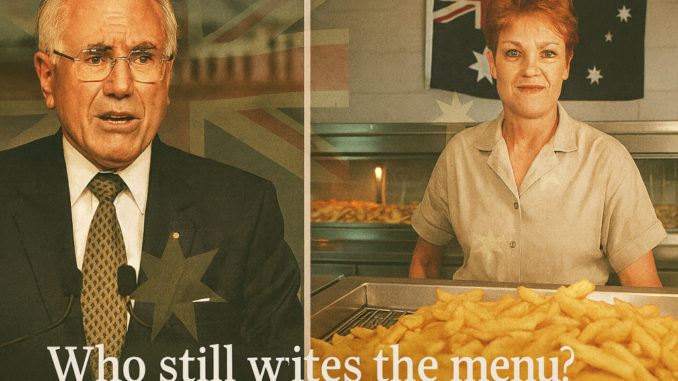 Two people with Australian flags, text overlay. Two people with Australian flags, text overlay.