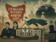 Environmental protest illustration with deforestation, corporations, laws.