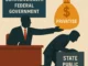 Government privatizing state public assets illustration.