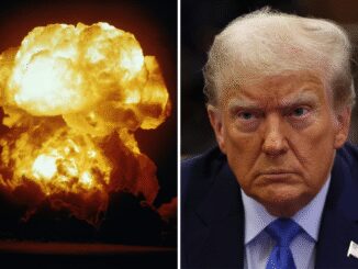 Nuclear explosion and unidentified person side by side.