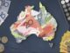 Map of Australia made from banknotes and coins.