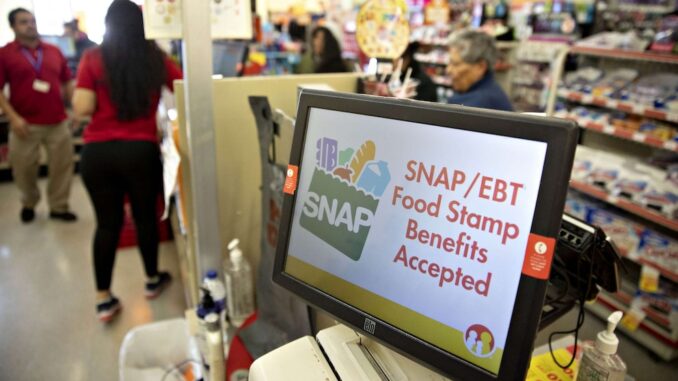 Store checkout screen showing SNAP/EBT acceptance. Store checkout screen showing SNAP/EBT acceptance.