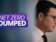 Man beside "Net Zero Dumped" text.