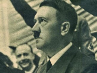 Vintage black-and-white man at political rally