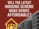 Housing scheme affordability question with building illustration.