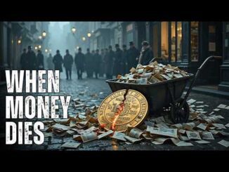 Wheelbarrow with money and gold coin street.