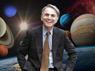 Smiling man with planets in background.